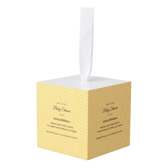 Cute Boho Baby Shower Gender Neutral, Customizable Cube Ornament (Front Angled)
