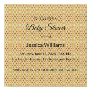 Cute Boho Baby Shower Gender Neutral, Customizable Faux Canvas Print