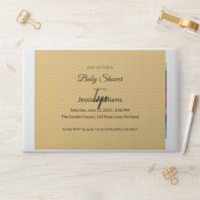 Cute Boho Baby Shower Gender Neutral, Customizable HP Laptop Skin (Desk)