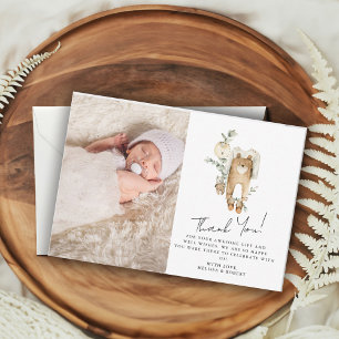 Cute Boho Baby Shower Photo Thank You Card