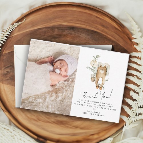 Cute Boho Baby Shower Photo  Thank You Card