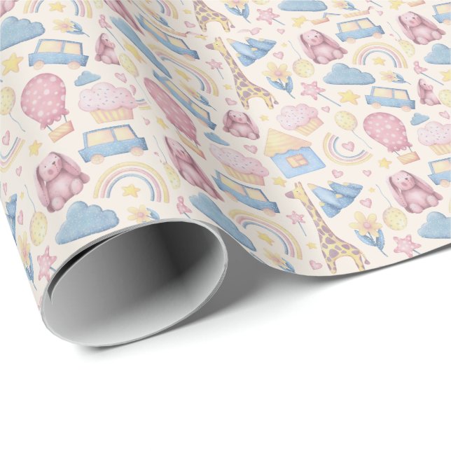 Cute Boho Baby Shower Wrapping Paper (Roll Corner)