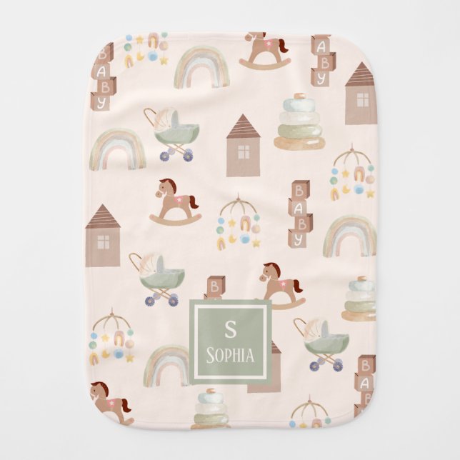 Cute Boho Baby Toys Burp Cloth (Front)