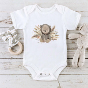 Cute Boho Bear Baby Bodysuit