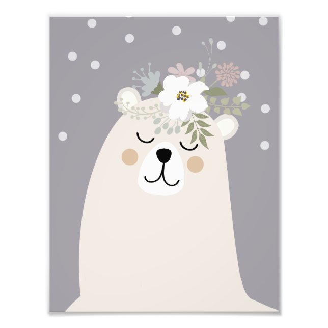 Cute Boho Bear Nursery Decor Artwork Poster (Front)