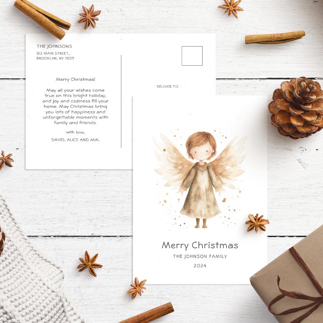 Cute Boho Beige Christmas Baby Angel  Postcard (Creator Uploaded)