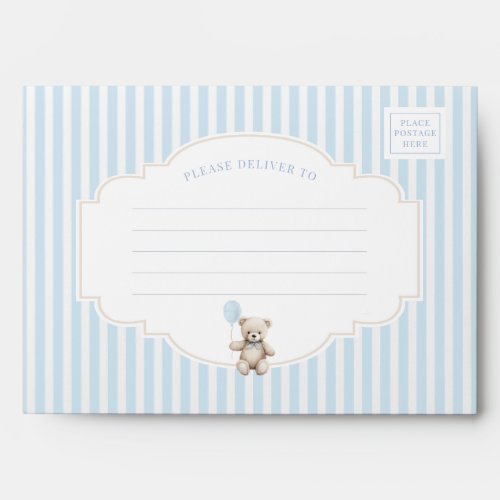 Cute boho blue teddy bear baby boy shower Envelope