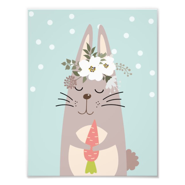 Cute Boho Bunny Nursery Decor Artwork Poster (Front)