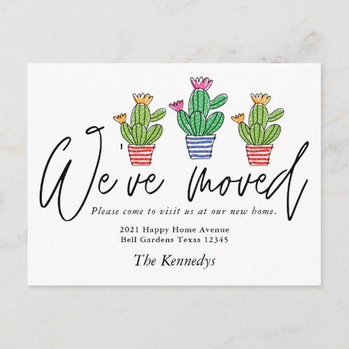 Cute Boho Cactus Weve Moved New Home Photo Moving Announcement Postcard