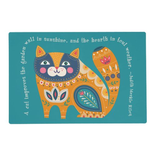 Cute Boho Cat with quote Placemat