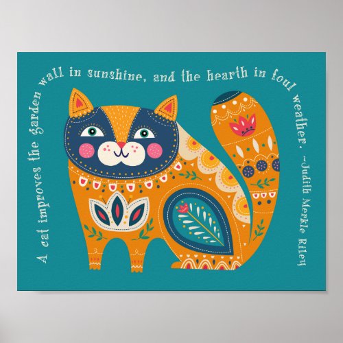 Cute Boho Cat with quote Poster