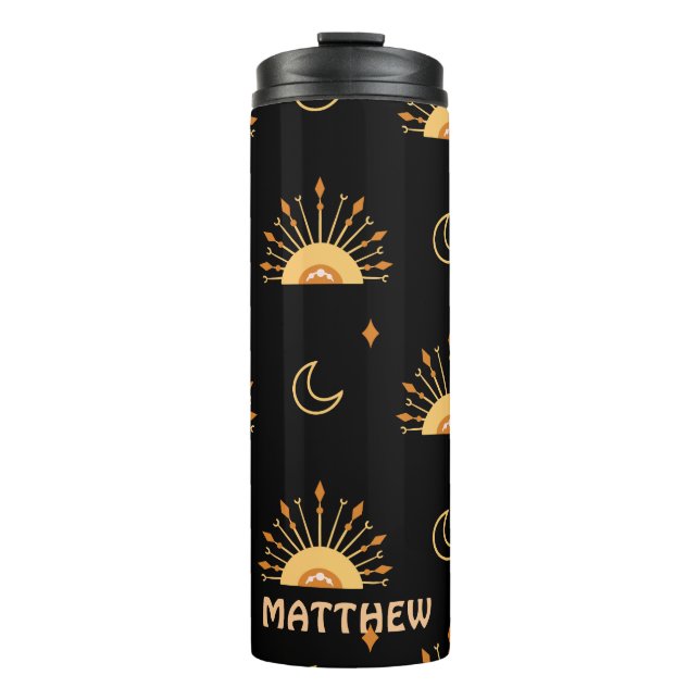 Cute Boho Celestial Seamless Pattern Personalized Thermal Tumbler (Front)