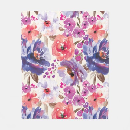 Cute BoHo_Chic Floral Design Fleece Blanket