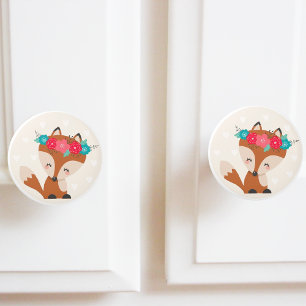 Cute Boho Chic Fox Ceramic Knob
