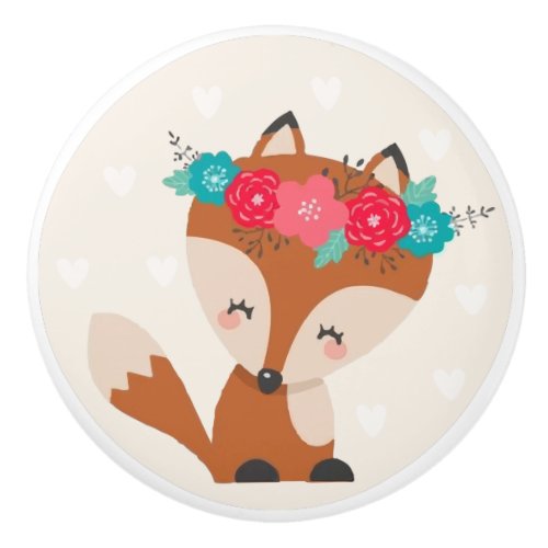 Cute Boho Chic Fox Ceramic Knob