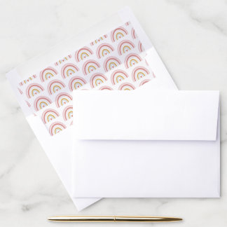 Cute Boho Chic Pastel Pink Rainbow with Heart  Envelope Liner