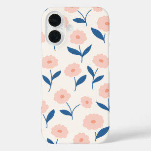 Cute Boho Chic Pink Flowers Pattern  iPhone 16 Case