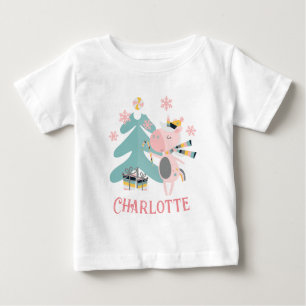 Cute Boho Christmas Unicorn with Name Baby T-Shirt