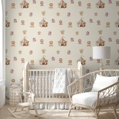 Cute Boho Circus Carnival Baby Girl Nursery Wallpaper