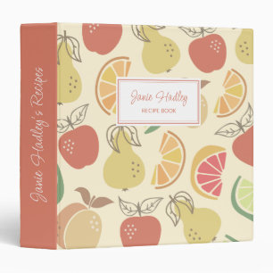Cute Boho Citrus Yellow Recipe 3 Ring Binder