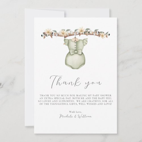 Cute Boho Clothes Baby Shower Thank You Card