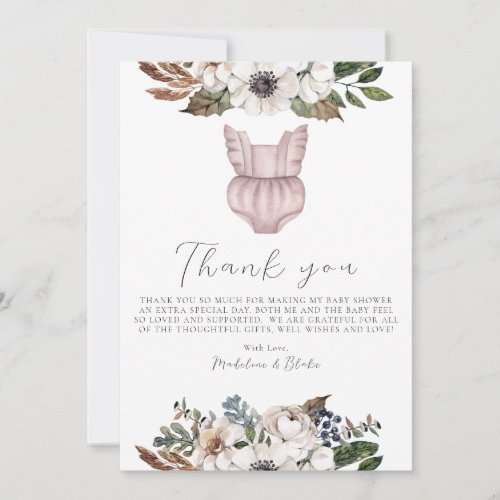 Cute Boho Clothes Girl Baby Shower Thank You Card