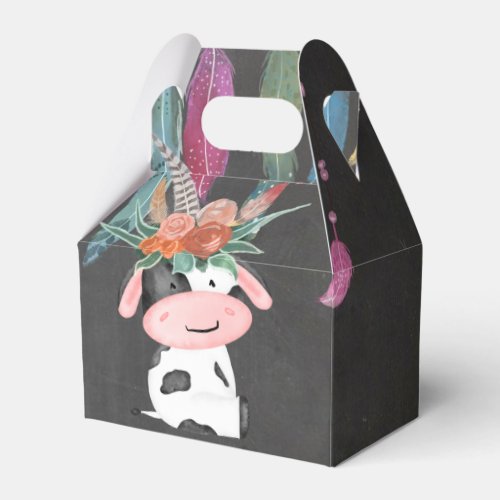 Cute Boho Cow Chalkboard Baby Shower  Favor Boxes