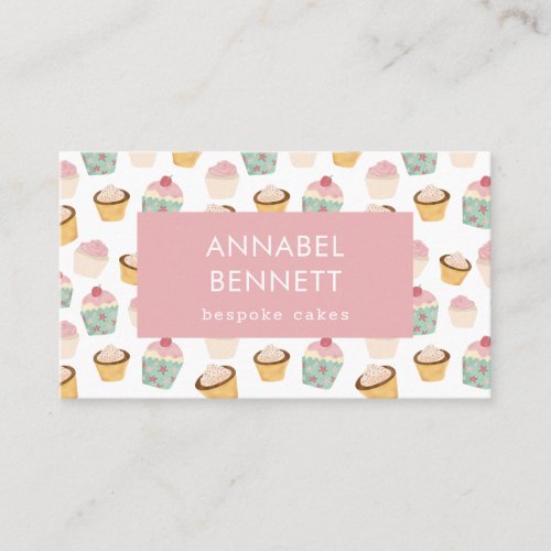 Cute Boho Cupcake Pattern Business Card