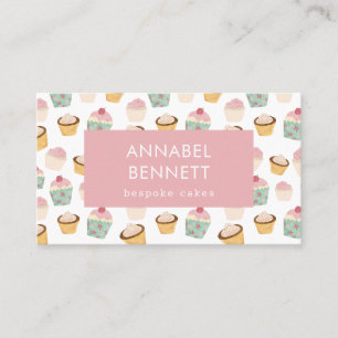 Cute Boho Cupcake Pattern QR code Business Card
