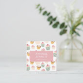 Cute Boho Cupcake Pattern Square Business Card (Standing Front)