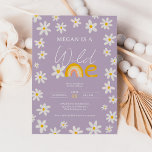 Cute boho daisy rainbow wild one 1st birthday kids invitation<br><div class="desc">She is a wild one! Celebrate your little one's first birthday with our adorable retro dusty purple lavender boho daisy flower party invitation! Featuring a cute earth tone rainbow design saying one with a heart shaped daisy flower, this invite is perfect for a wild and fun celebration with friends and...</div>