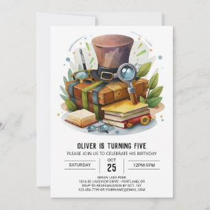 Cute Boho Detective Birthday Invitation