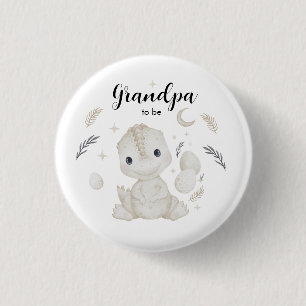 Cute Boho Dinosaur Grandpa to Be Custom Button