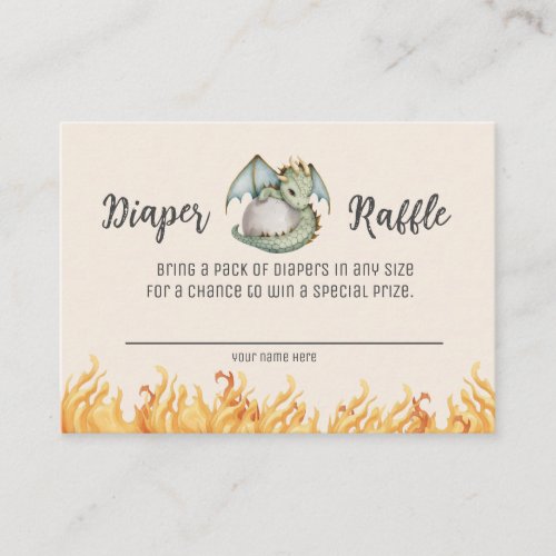 Cute Boho Dragon Diaper Raffle Enclosure Card