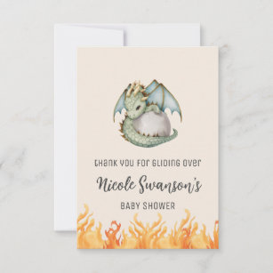 Cute Boho Dragon Egg Baby Shower Thank You Card