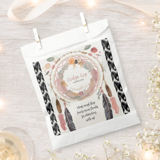 Cute Boho Dreamcatcher Baby Shower Party  Favor Bag (Clipped)