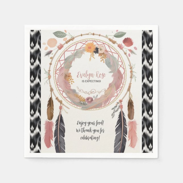 Cute Boho Dreamcatcher Baby Shower Party  Napkins (Front)