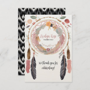 Cute Boho Dreamcatcher Baby Shower Party Thank You Card