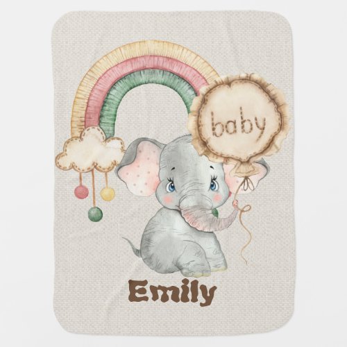 Cute boho Elephant Baby Blanket