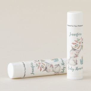 Cute Boho Elephant Feathers Flowers Baby Shower Lip Balm