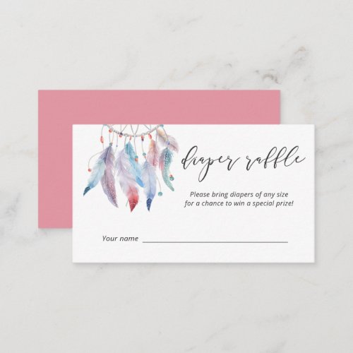 Cute Boho Feather Baby Shower Diaper Raffle Ticket Enclosure Card