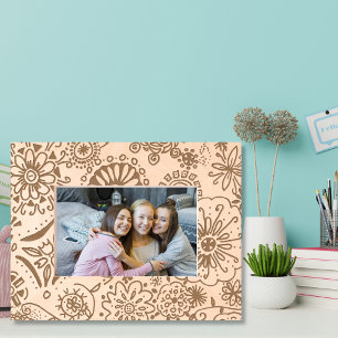 Cute Boho Floral Border Engraved Frames