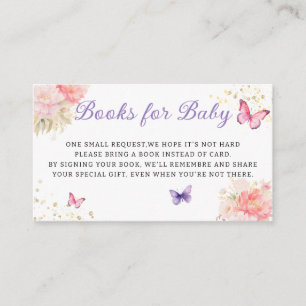 Cute Boho Floral butterfly books for baby ticket Enclosure Card