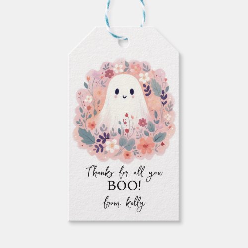 Cute Boho Floral Ghost Thanks for all you Boo Gift Tags