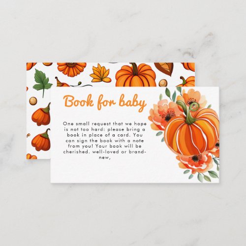 Cute Boho Floral Pumpkin Baby Shower Book Request  Enclosure Card