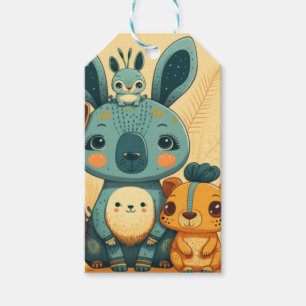 Cute boho floral rabbit custom round clock gift tags