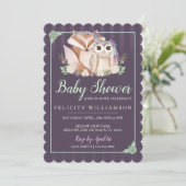 Cute Boho Forest Fox & Owl Baby Shower Invitation (Standing Front)