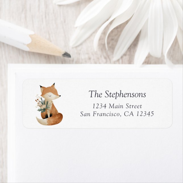 Cute Boho Fox Woodland Return Address Label (Insitu)