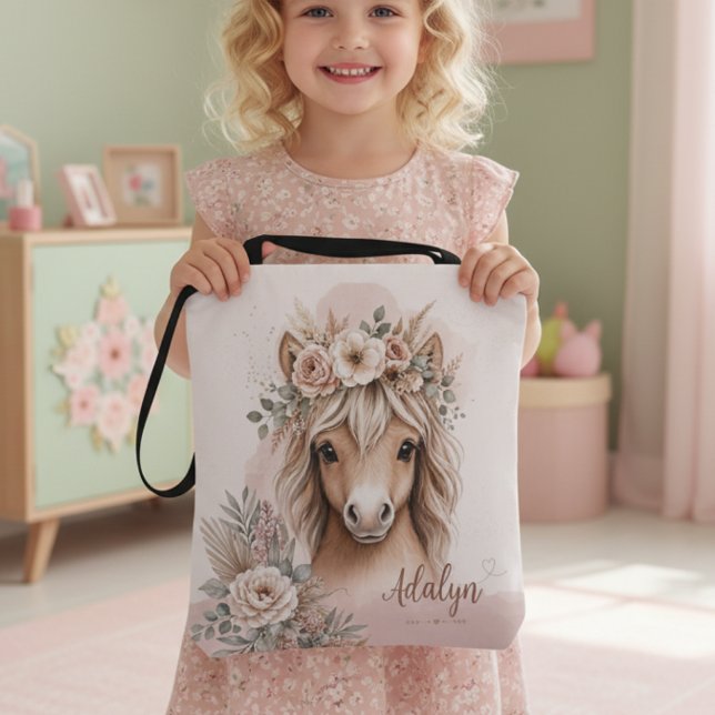 Cute Boho Girls Horse Gift  Tote Bag (Creator Uploaded)