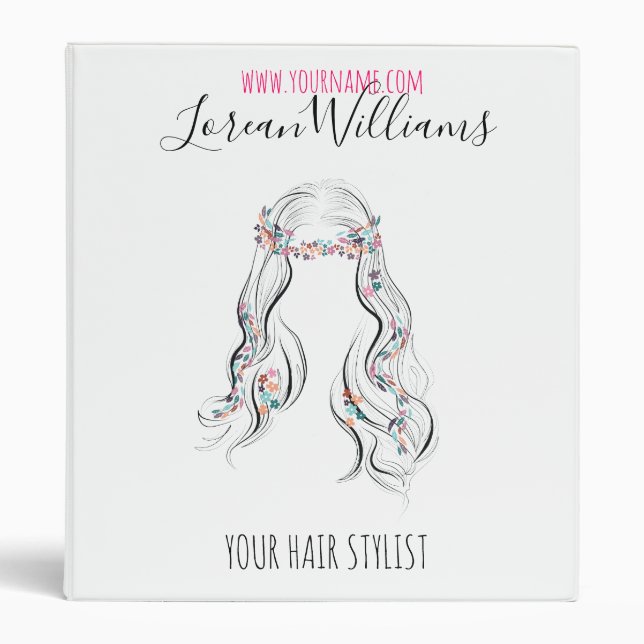 Cute Boho Hairstyle Wedding Hair Stylist Floral   3 Ring Binder (Front)